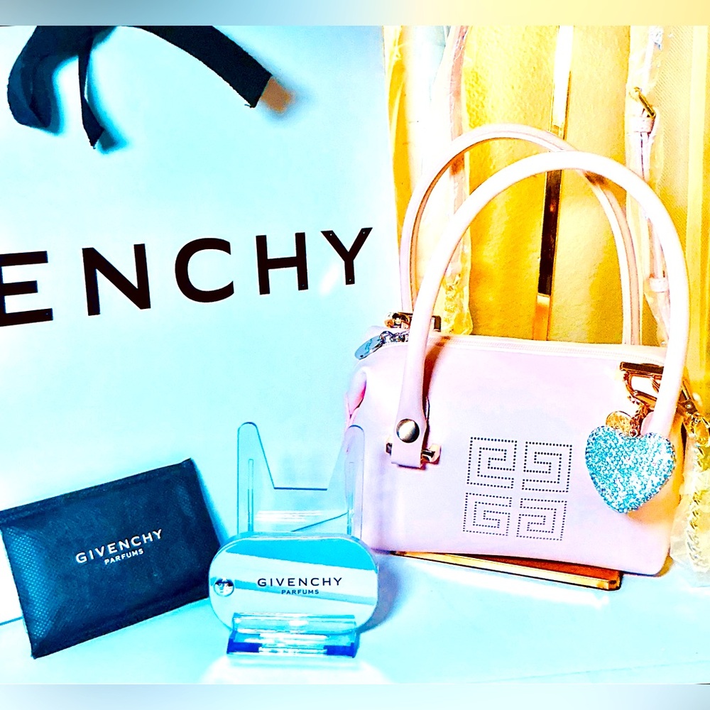 Givenchy Pink Crossbody Pouch Bundle W/Pink Pearl Silver Compact Mirror - Picture 7 of 8